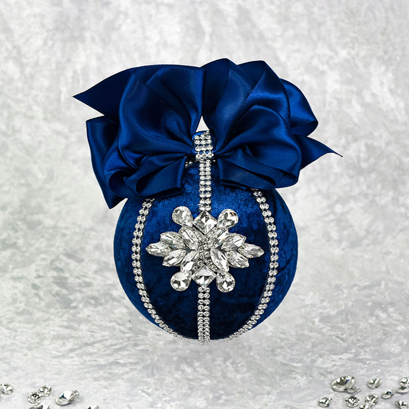 Navy Blue & Silver Velvet Box