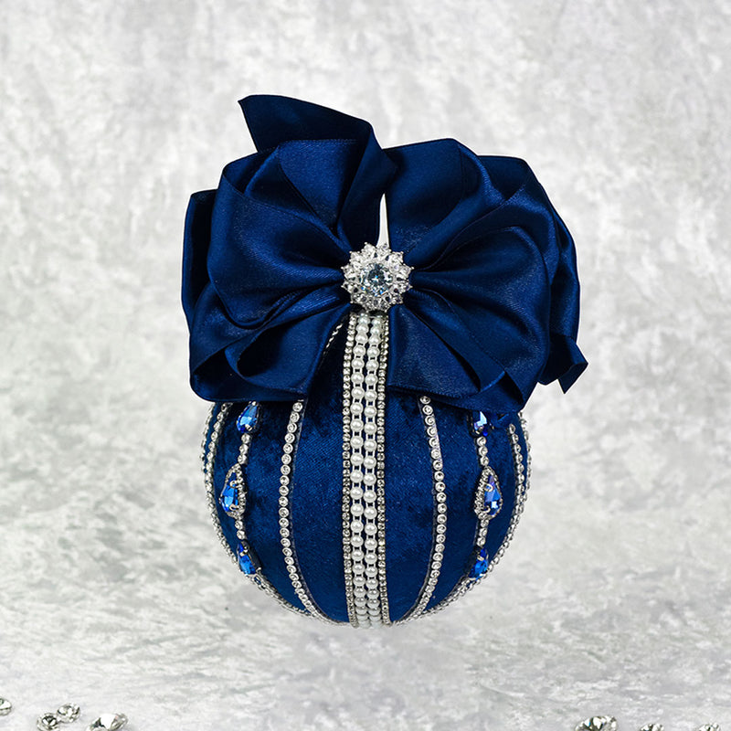 Navy Blue & Silver Velvet Box